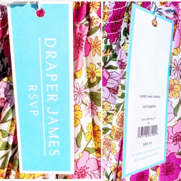 Draper James  Tie Shoulder Smocked  Bodice Tiered MAXI  Sundress - Picture 14 of 16